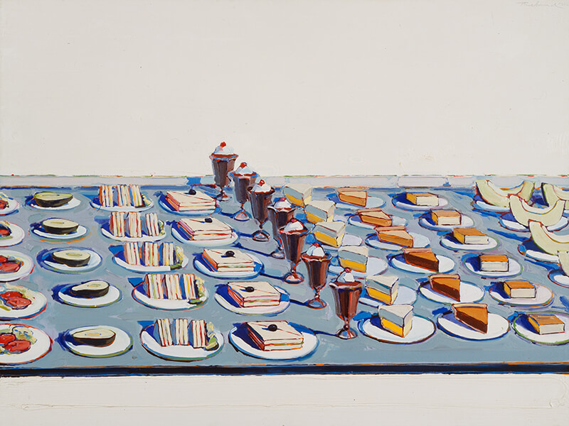 Wayne Thiebaud, "Salads, Sandwiches, and Desserts," 1962.