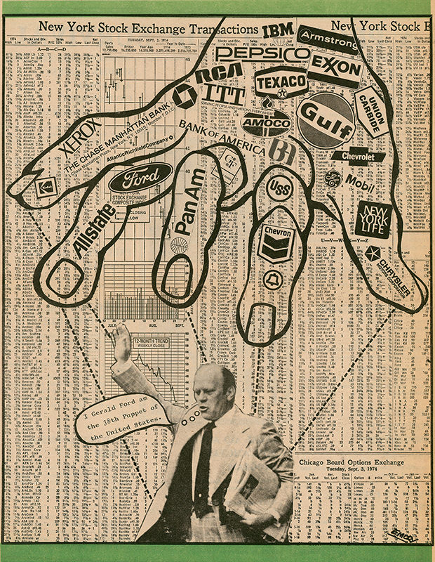 Emory Douglas artwork: "Untitled (I Gerald Ford am the 38th Puppet of  the United States.)"