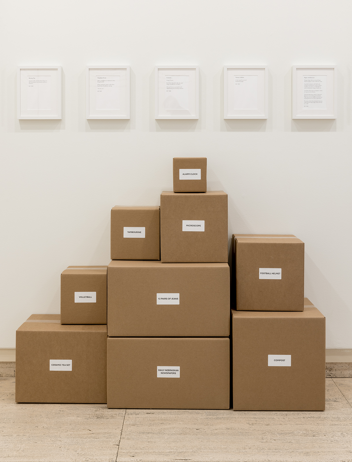 Boxes in the exhibition "Ken Friedman: 92 Events."