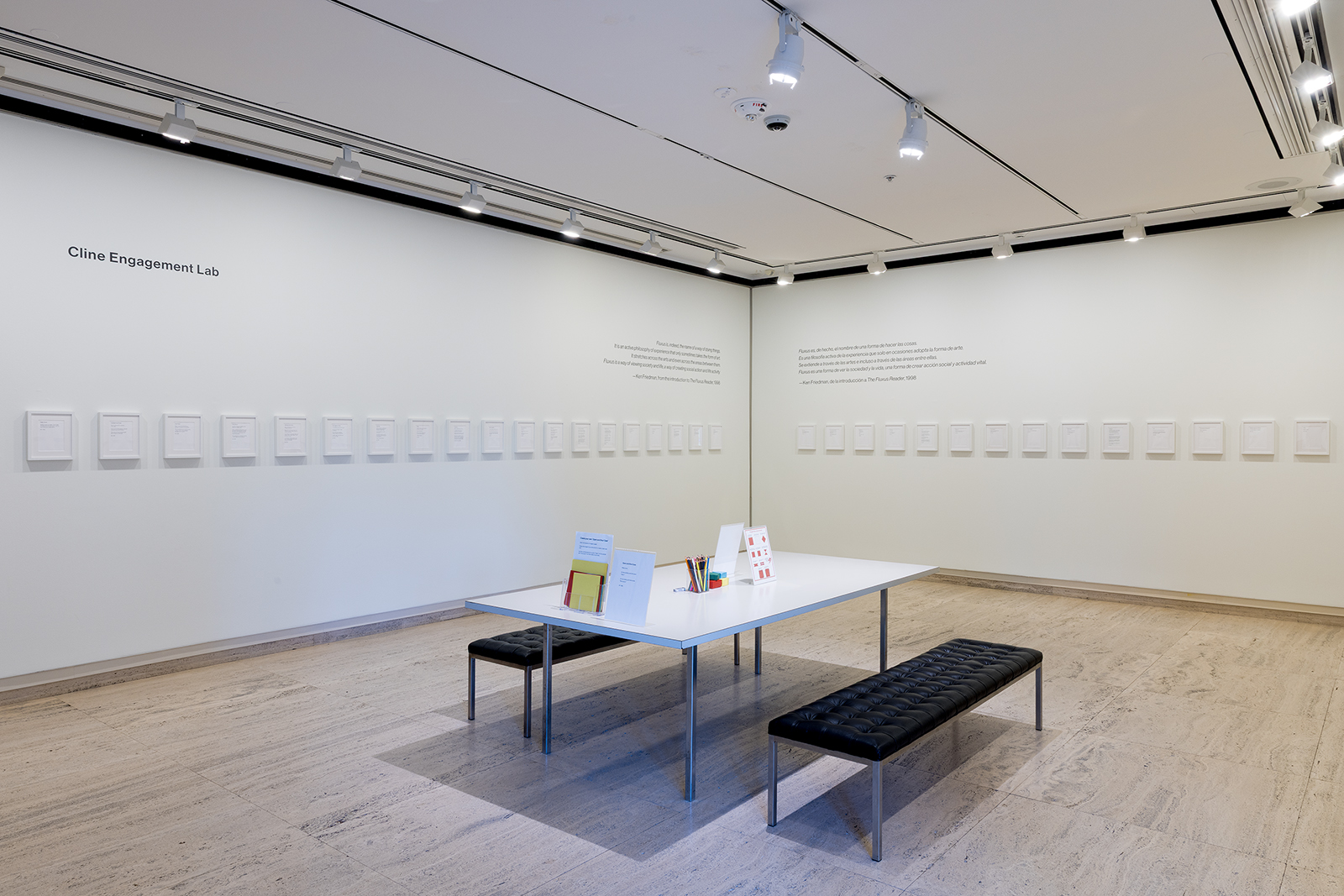 An installation photo of the exhibition "Ken Friedman: 92 Events."