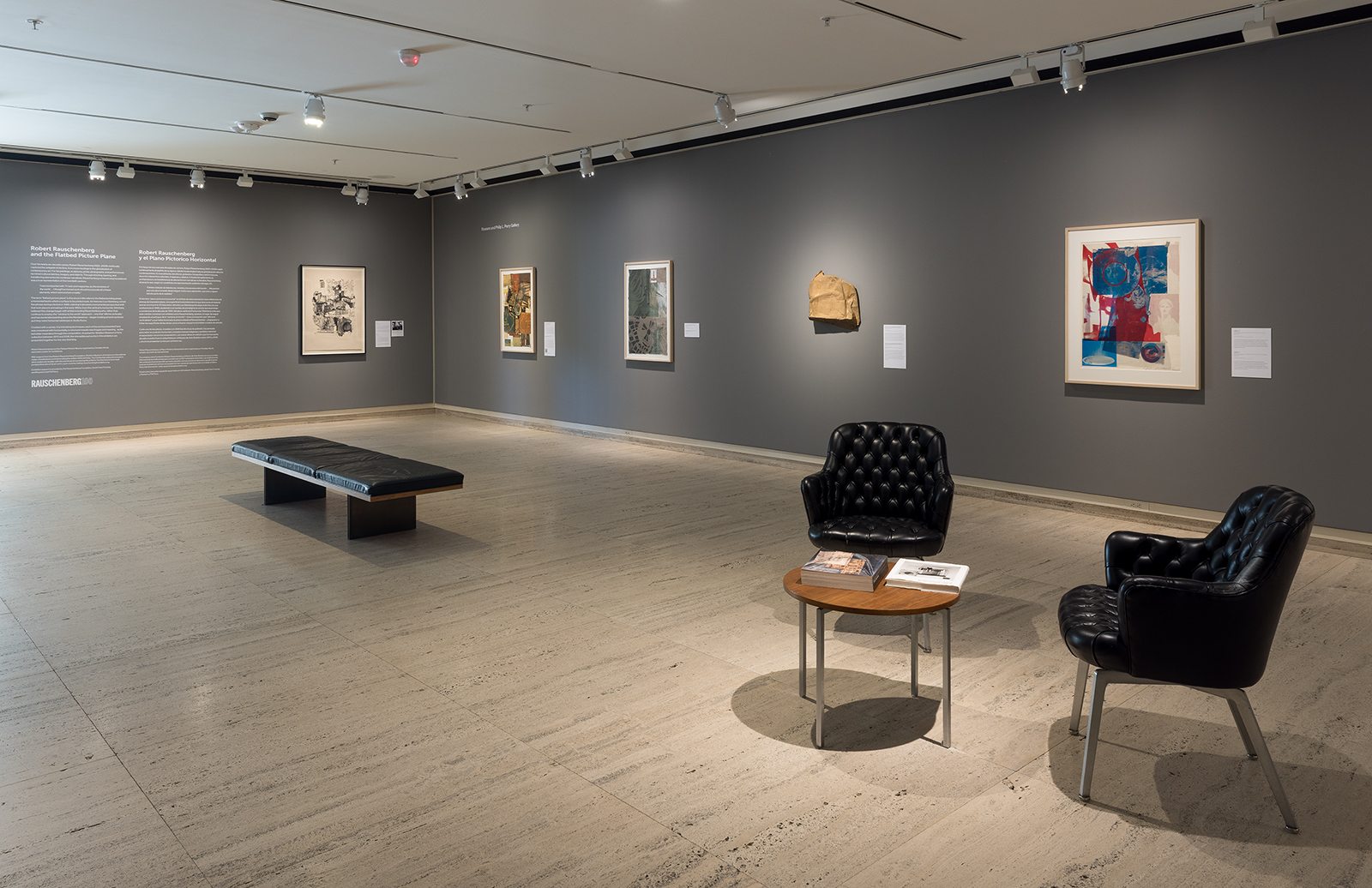 Installation view of the exhibition Robert Rauschenberg and the Flatbed Picture Plane.