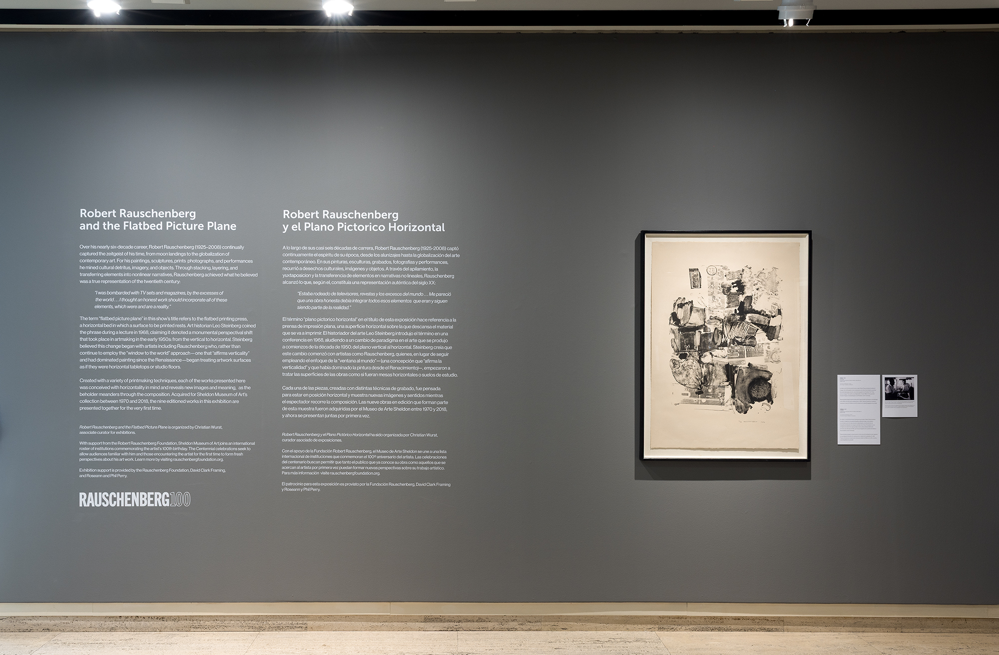 Introductory text wall for the exhibition Robert Rauschenberg and the Flatbed Picture Plane, August 16, 2025 through January 2, 2026. 
