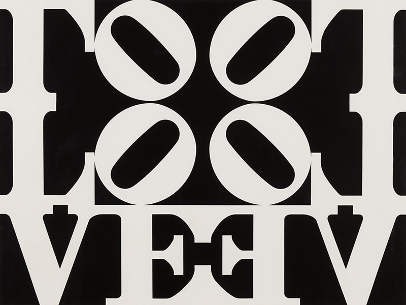 "Black and White Love," a 1971 screenprint by Robert Indiana.