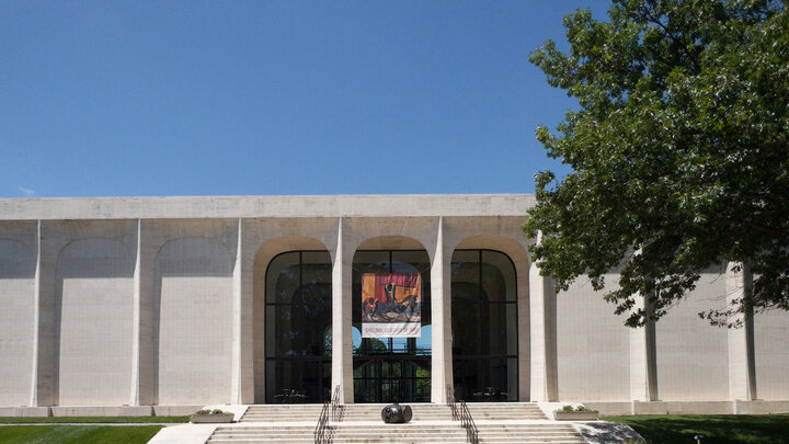 A photo of the east façade of Sheldon Museum of Art at the University of Nebraska–Lincoln.